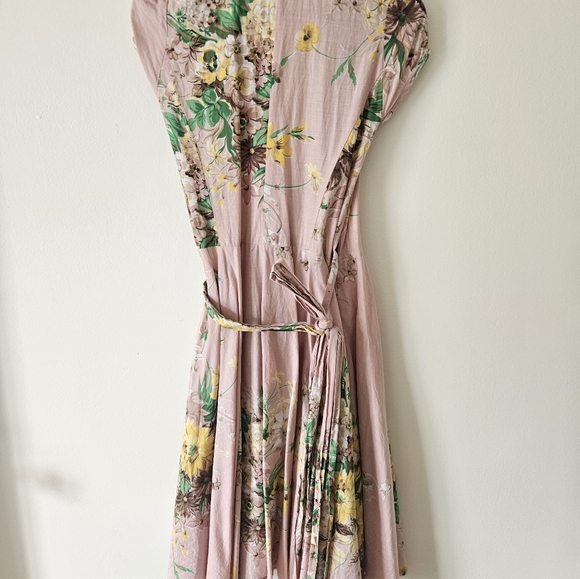 Zara pink floral collared wrap dress - Picture 7 of 8